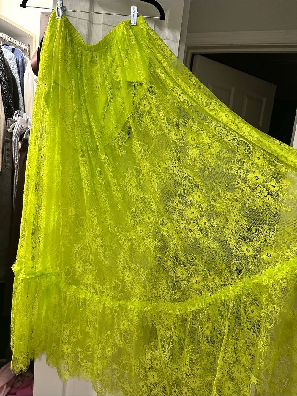 AFRM Neon Lime Sheer Lace Maxi Skirt and Top. New with tags - Picture 3 of 6